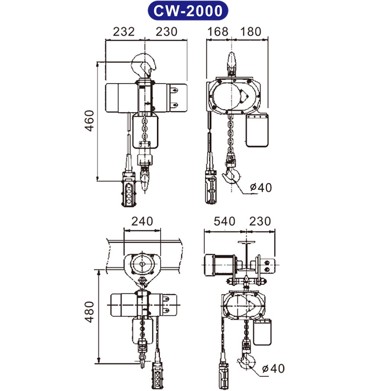 【基業牌 KIO】CW系列 三相電動鏈條吊車 (250kg~2噸/單速)