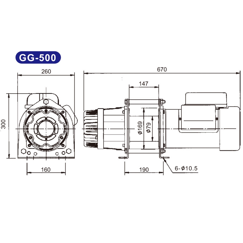 基業牌 GG-500 系列 500kg 固定式電動吊貨捲揚機 單相220V